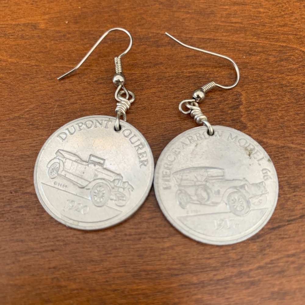 Vintage Car Coin Earrings